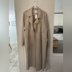 H&M Faux Suede Trench Coat - Size XL